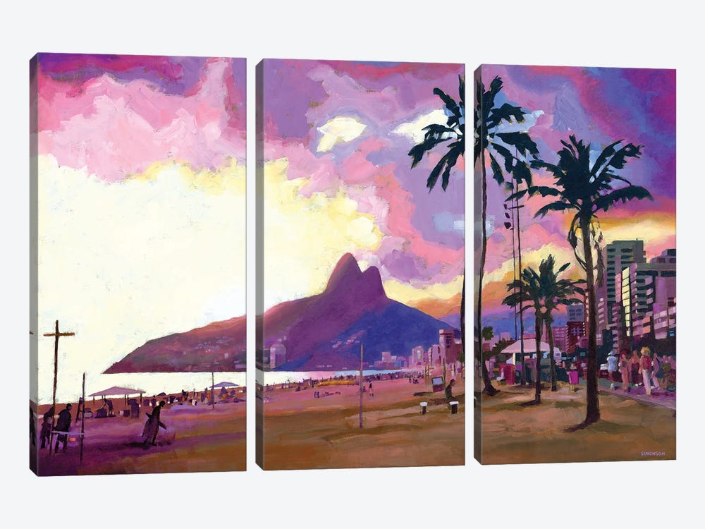 Ipanema Sunset by Douglas Simonson 3-piece Canvas Art