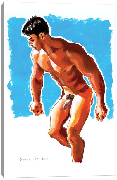 Man In Motion II Canvas Art Print - Male Nude Art