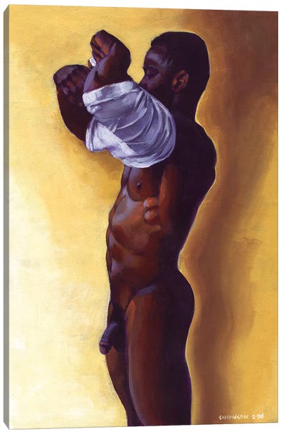 Black, White & Yellow Canvas Art Print - Male Nude Art