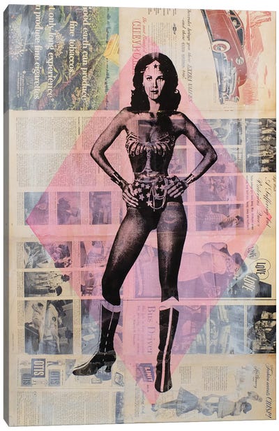 Wonder Woman, Lynda Carter Canvas Art Print - 3-Piece Pop Art