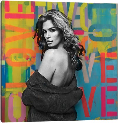 Cindy Crawford Love Graffiti Canvas Art Print - Model & Fashion Icon Art