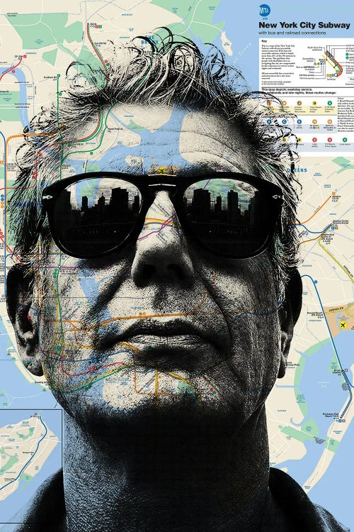 Anthony Bourdain Map Art