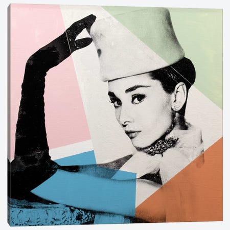 Audrey Hepburn - Geometric Canvas Print #DSU11} by Dane Shue Canvas Art