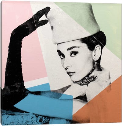 Audrey Hepburn - Geometric Canvas Art Print - Audrey Hepburn
