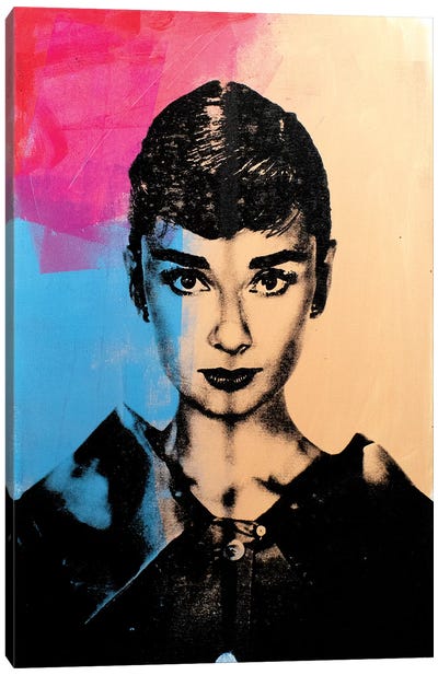 Audrey Hepburn - Pink Canvas Art Print - Audrey Hepburn