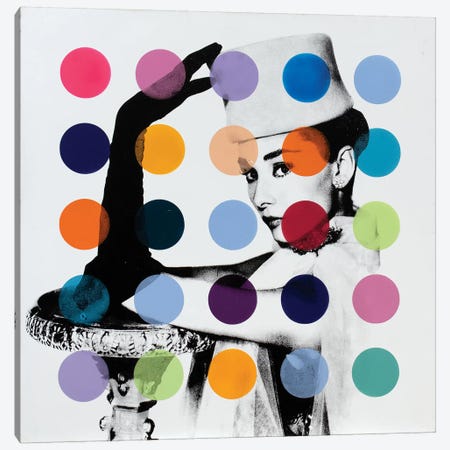 Audrey Hepburn - White Dots Canvas Print #DSU14} by Dane Shue Art Print