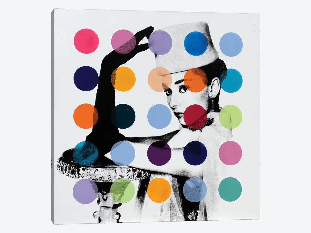 Audrey Hepburn - White Dots by Dane Shue 1-piece Canvas Print