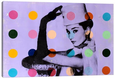 Audrey Hepburn Dots Canvas Art Print - Pop Collage