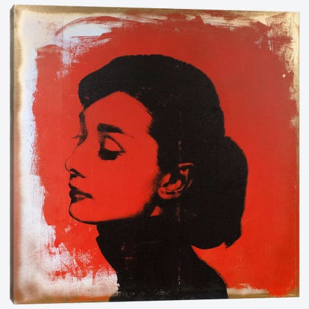 Audrey Hepburn Red Canvas Print #DSU19} by Dane Shue Canvas Wall Art
