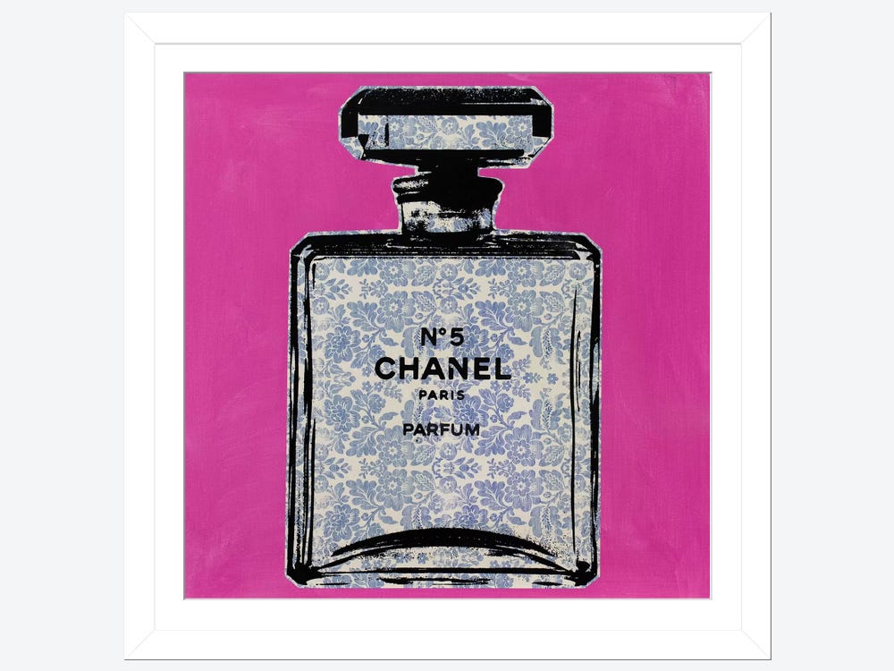 Chanel No 5 Paris Parfum Bottle Pink Watercolour Beauty Home Decor