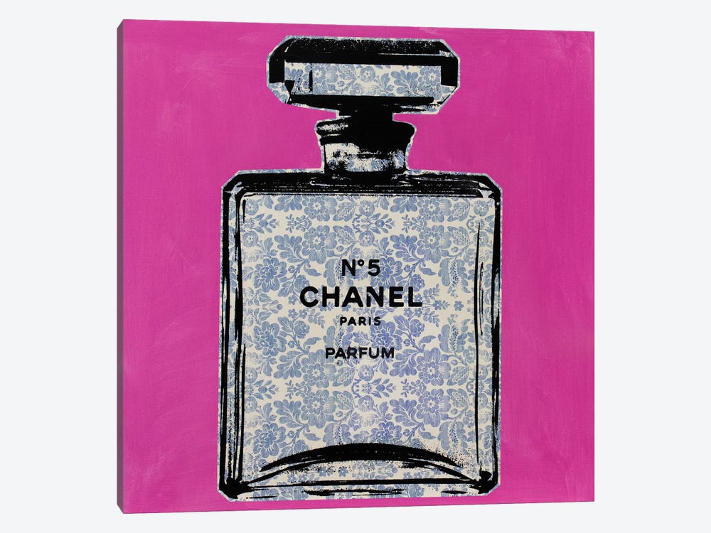 Dane Shue Canvas Art Prints - Chanel No. 5 - Floral ( Fashion > Hair & Beauty > Perfume Bottles art) - 37x37 in