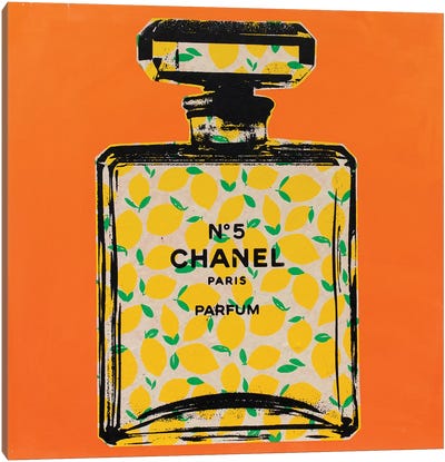 Chanel No. 5 - Lemon Canvas Art Print - Perfume Bottle Art