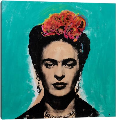 Frida Kahlo - blue Canvas Art Print - Dane Shue