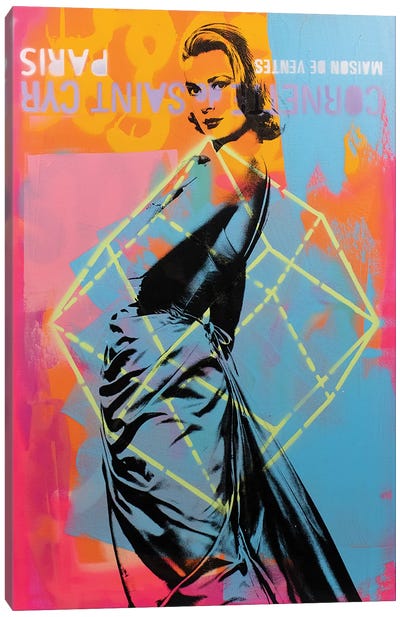 Grace Kelly - blue Canvas Art Print - Similar to Andy Warhol