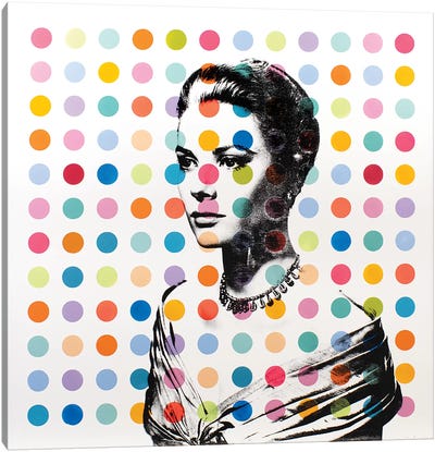 Grace Kelly Dots Canvas Art Print - Golden Age of Hollywood Art