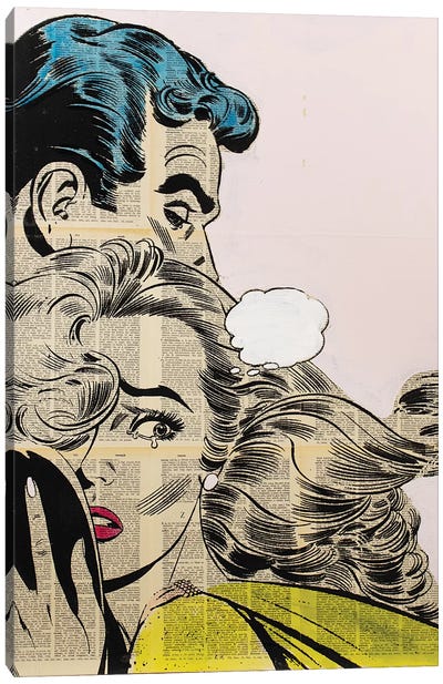 Retro Couple Canvas Art Print - Similar to Roy Lichtenstein