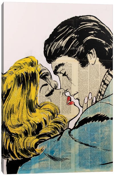 Retro Lovers Canvas Art Print - Similar to Roy Lichtenstein