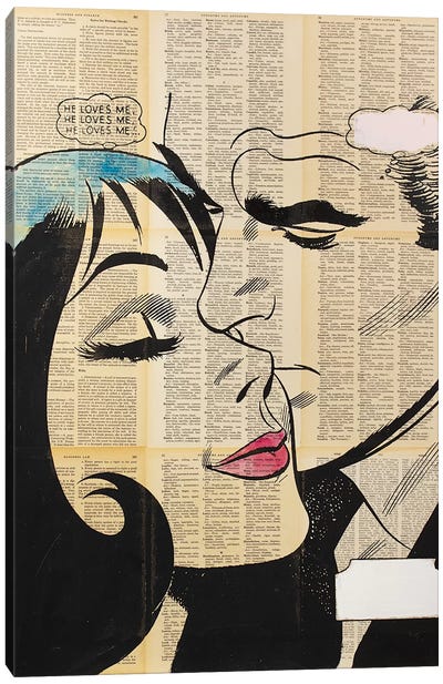 Retro Lovers II Canvas Art Print - Similar to Roy Lichtenstein