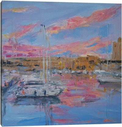 Yacht Club Italiano Di Genova At Sunset Canvas Art Print - Dina Aseeva