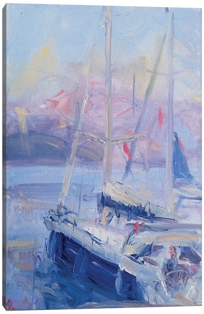 Sailing Yacht Ranger Canvas Art Print - Purple Art