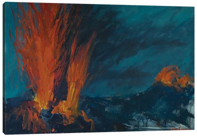 Eruption Of Stromboli Canvas Art Print - Volcano Art