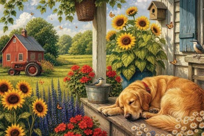 Doug Shepardson - Canvas Prints: Sunflower Snooze by Doug Shepardson