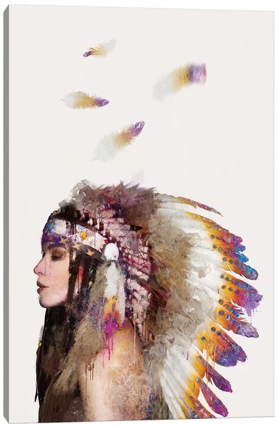 Neon Indian Canvas Art Print - Feather Art