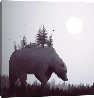 The Wanderer Canvas Art Print - Double Exposure Photography