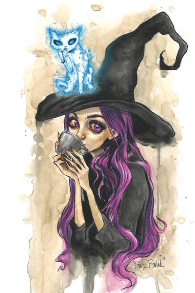 Witches: Violet And Moonjax Cat by Dustin Bailard