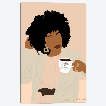 Coffee Now Wine Later Canvas Print #DTD34} by Destiny Darcel Canvas Print