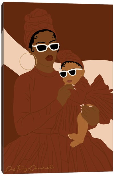 Twinning With Mama Canvas Art Print - Family Art