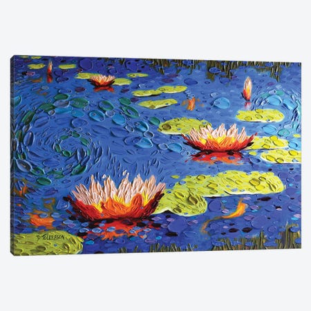 Koi Pond in Blue  Canvas Print #DTO14} by Dena Tollefson Canvas Wall Art