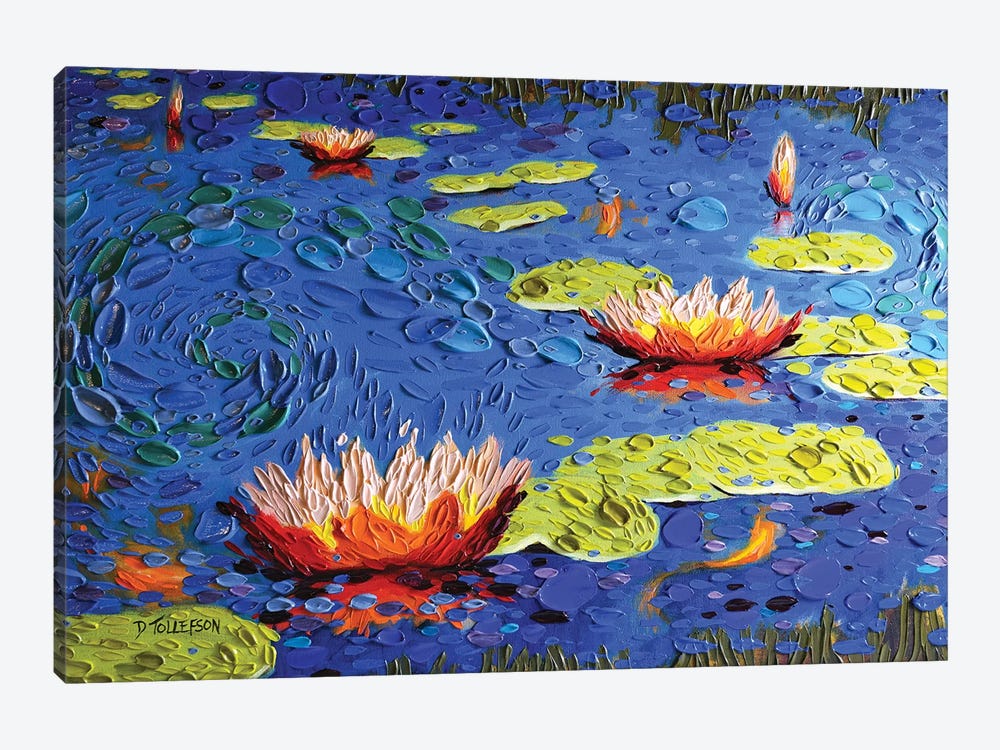 Koi Pond in Blue  by Dena Tollefson 1-piece Canvas Art