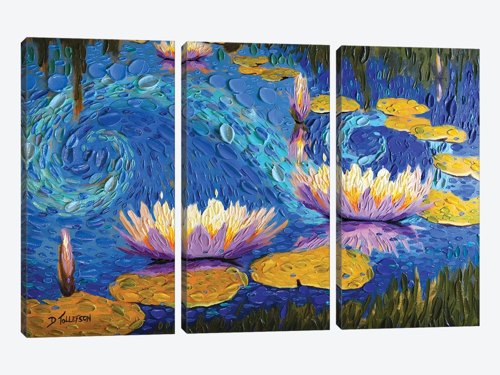 Lilac Lily Pond  by Dena Tollefson 3-piece Art Print