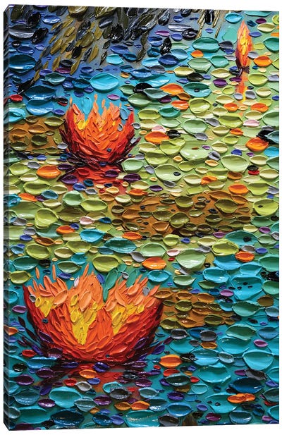 Rainbow Pond  Canvas Art Print - Textured Florals