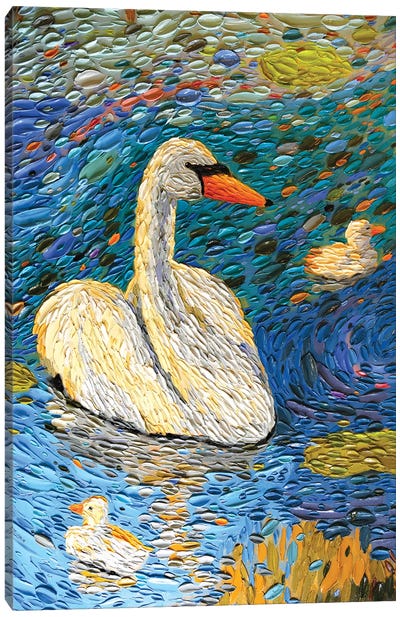 Swan Family I Canvas Art Print - Swan Art