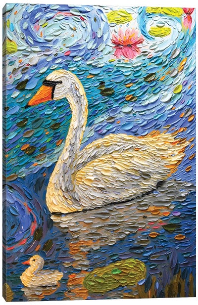 Swan Family III Canvas Art Print - Swan Art