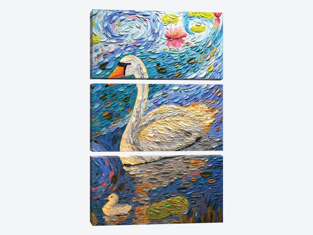 Swan Family III by Dena Tollefson 3-piece Canvas Print