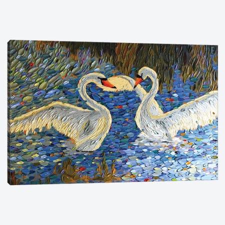 Swan Love I Canvas Print #DTO41} by Dena Tollefson Canvas Artwork