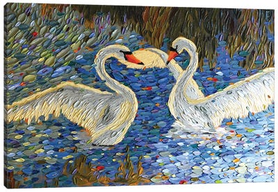 Swan Love I Canvas Art Print - Dena Tollefson