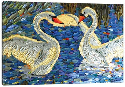 Swan Love II Canvas Art Print - Love Birds