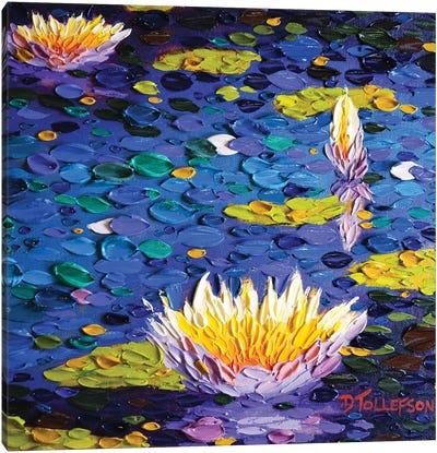 Symphony in Blue  Canvas Art Print - Water Lilies Collection