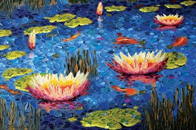 Koi Pond Joy by Dena Tollefson multi panel art