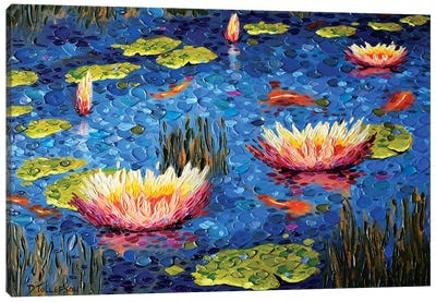 Koi Pond Joy Canvas Art Print - Artists Like Monet