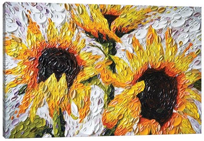 Joyful Sunflowers Canvas Art Print - Textured Florals