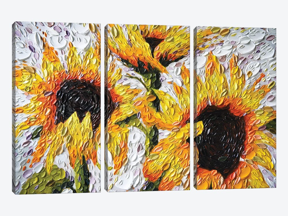 Joyful Sunflowers by Dena Tollefson 3-piece Canvas Wall Art