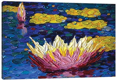Lilies In Mauve Canvas Art Print - Artists Like Monet