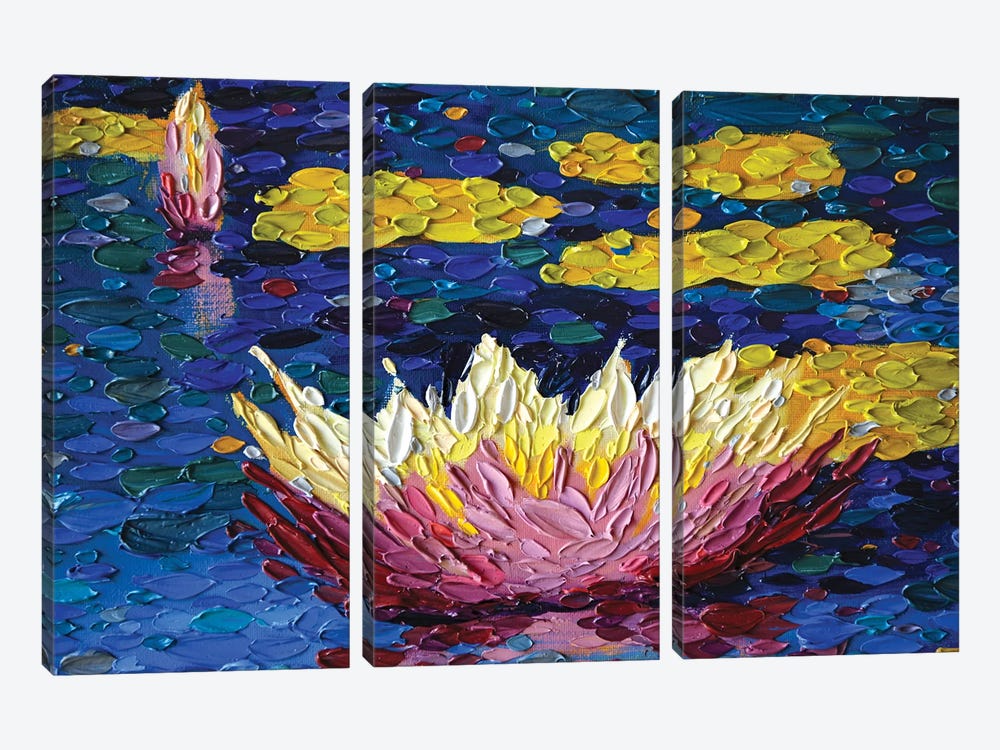 Lilies In Mauve by Dena Tollefson 3-piece Canvas Art Print