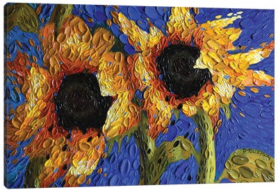 Cobalt Skies Sunflowers  Canvas Art Print - Van Gogh's Sunflowers Collection