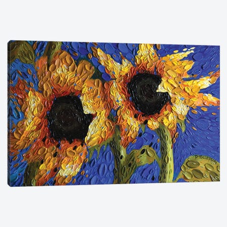 Cobalt Skies Sunflowers  Canvas Print #DTO5} by Dena Tollefson Canvas Art